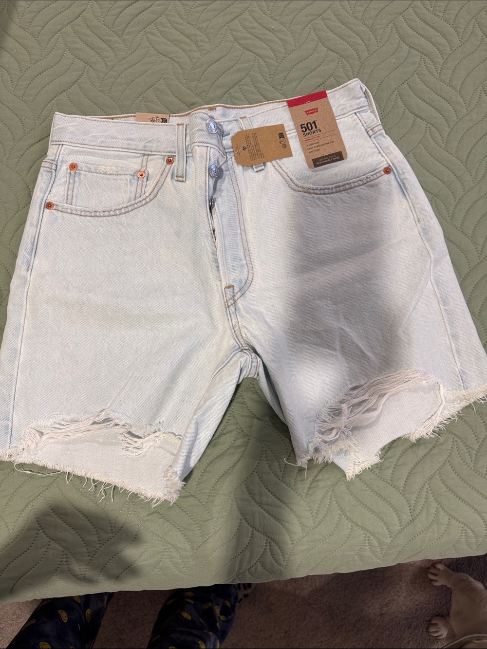 NWT Levi's 501 High-Rise Light Wash Denim Cutoff Shorts - Women's